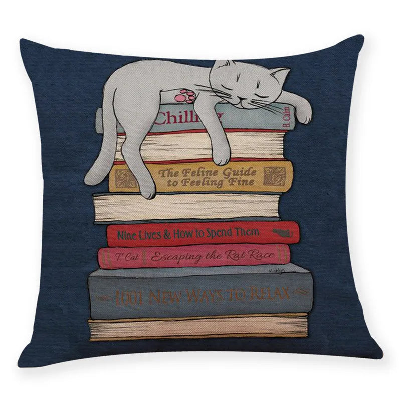 DecorBites™ Creative Cat Linen Pillow Case 45x45cm - Sofa Cushion Cover