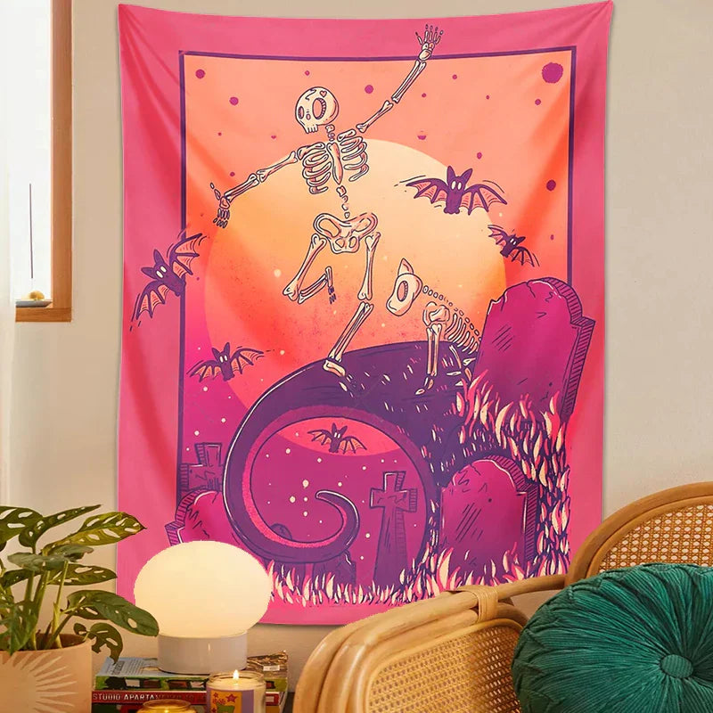 DecorBites™ Skeleton Psychedelic Tapestry Wall Hanging - Hippy Decor for Bedroom & Home