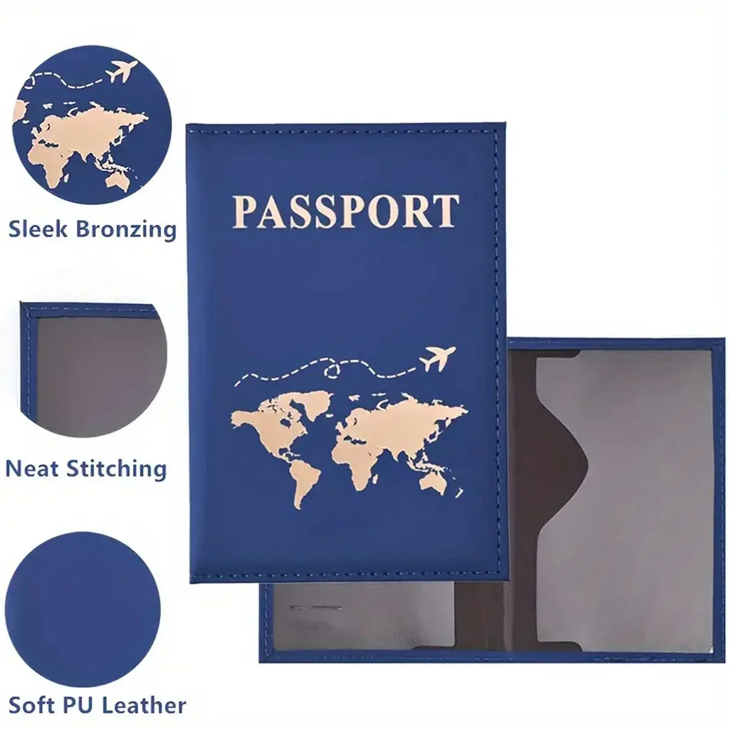 World Map Passport Cover | PU Leather Travel Wallet