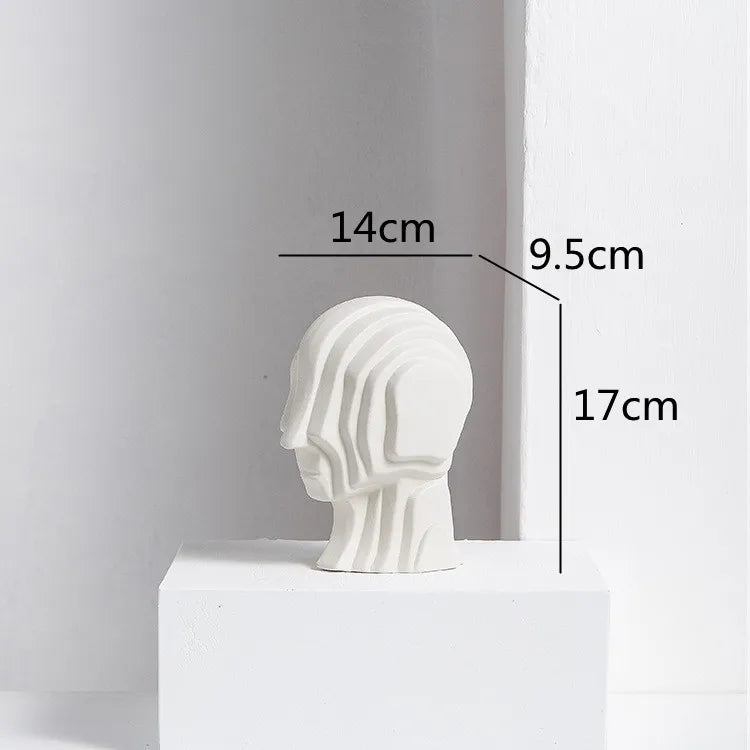 DecorBites™ Geometric Ceramic Head Sculpture | Golden Alien Figurine