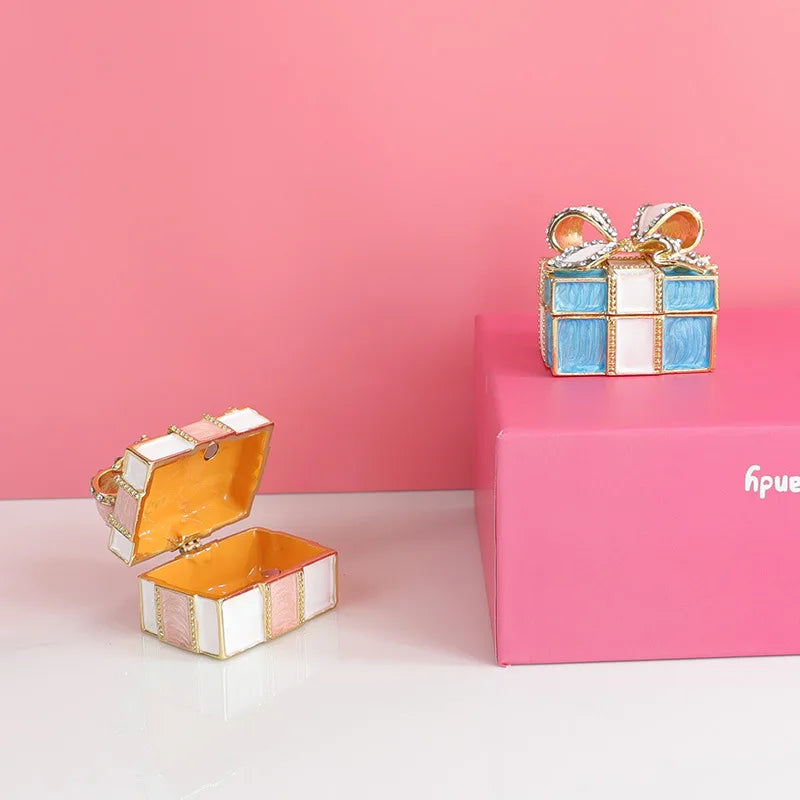DecorBites™ Knot Ribbon Jewelry Box: Bow Shaped Ring Earring Organizer & Gift Container