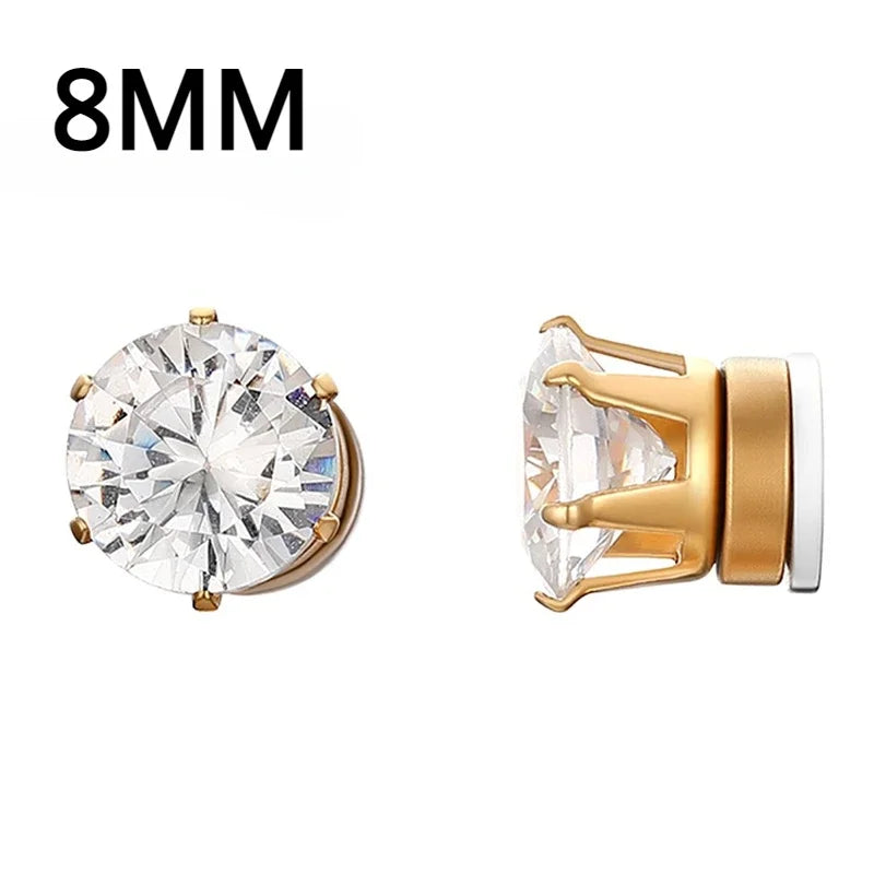 Fashion Crystal Magnetic Clip Ear Stud | Non Piercing Earrings for Men Women