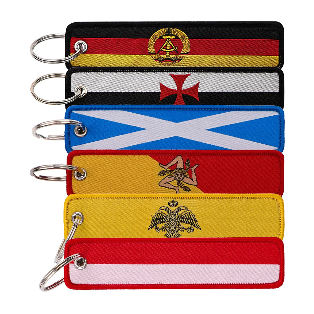 National Flags Embroidery Key Fob | Motorcycle Car Backpack Keychain