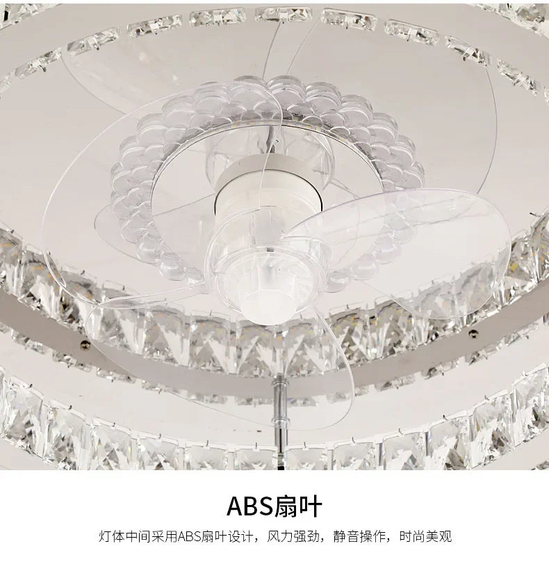 DecorBites™ Crystal LED Ceiling Fan with Remote Control Flush Mount Profile