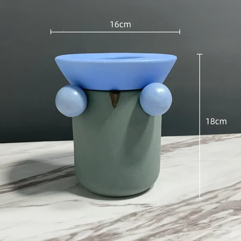 DecorBites™ Geometric Ball Ceramic Vase Hand-made Home Decor