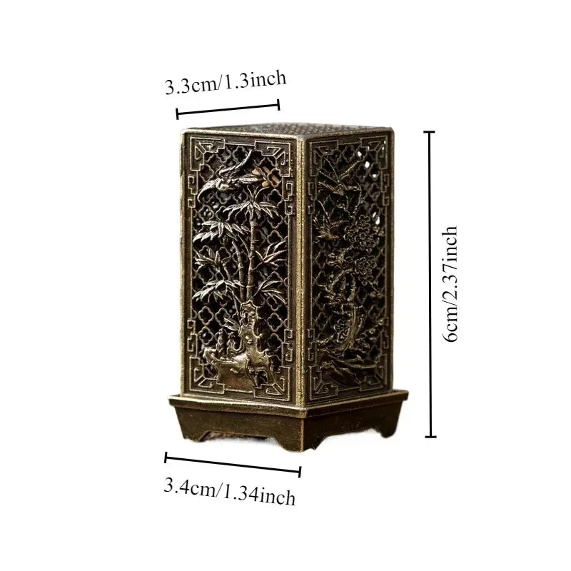 Square Vertical Incense Burner | Small Xiangyun Alloy Holder for Indoor Aromatherapy