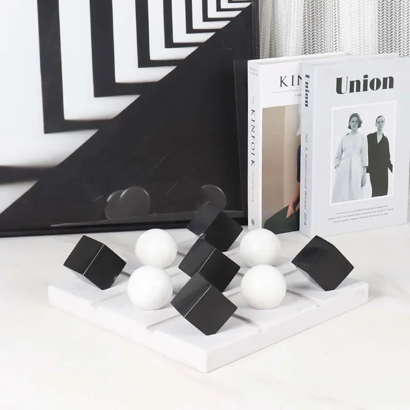 DecorBites™ Geometric Chess Marble Ornament Set for Stylish Home Decor