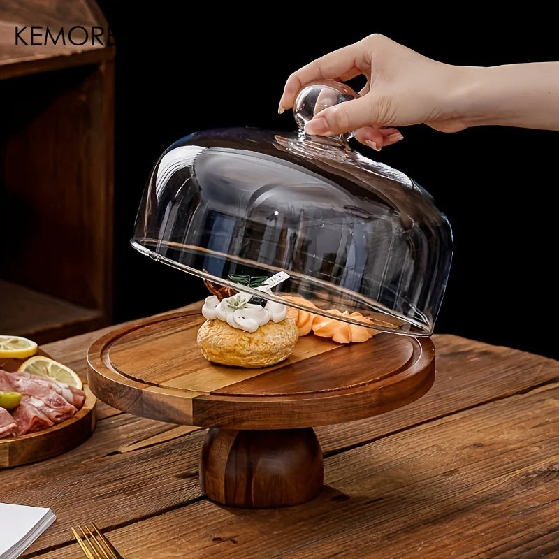 DecorBites™ Acacia Wood Cake Tray: Elevate Your Dessert Display