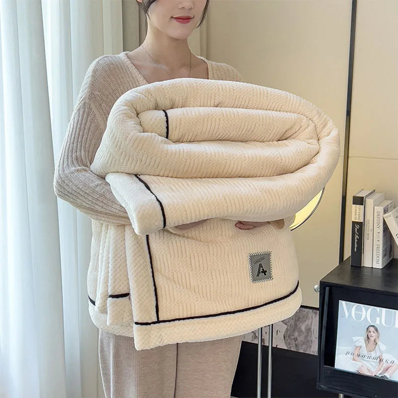 DecorBites™ Cozy Striped Knitted Velvet Blanket