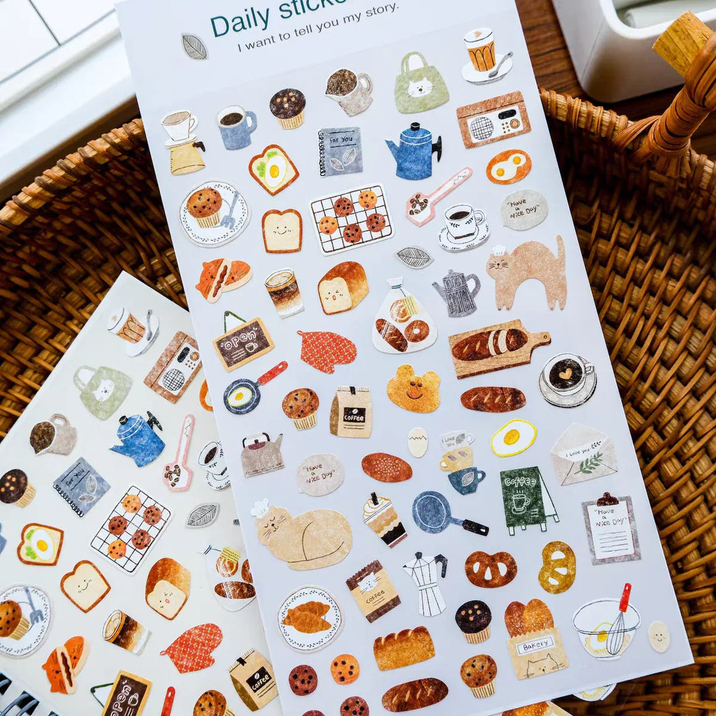 Coffee House Sticker Pack | 50pcs Korean Style Journal Decor