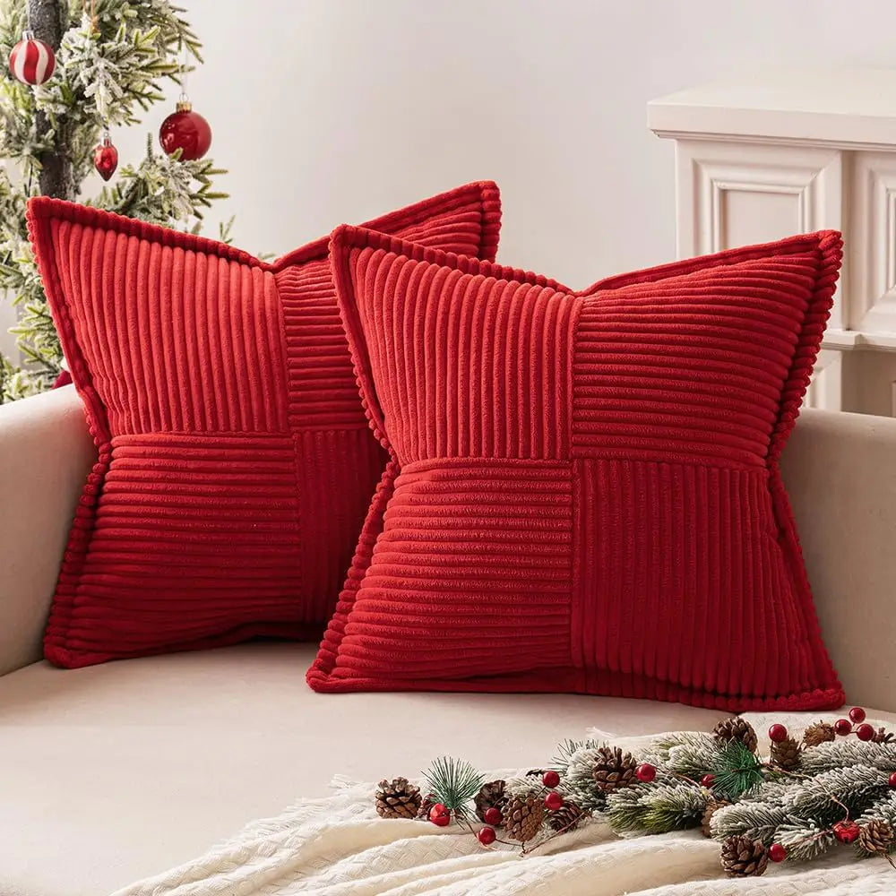 DecorBites™ Corduroy & Boho Striped Pillow Covers - Broadside Decorative Throw Pillow Case