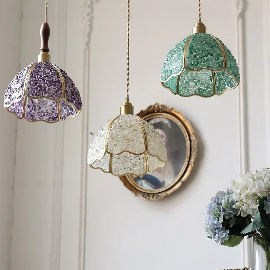 DecorBites™ Copper Walnut LED Pendant Lamp Crystal Glass Hanging Light