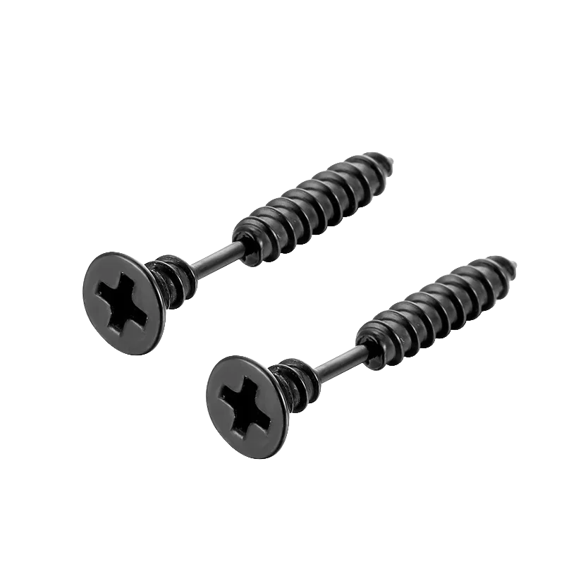 Gothic Stud Earrings Set | Unisex Stainless Steel Punk Screw Earrings