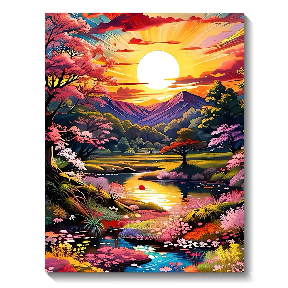 5D Diamond Painting Kit - Aurora Landscape Mosaic, Full Round Drill for DIY Home Decor