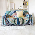 DecorBites™ Knit Sofa Blanket Cover - Butterfly and Peacock Design for Single and Double Sofas.