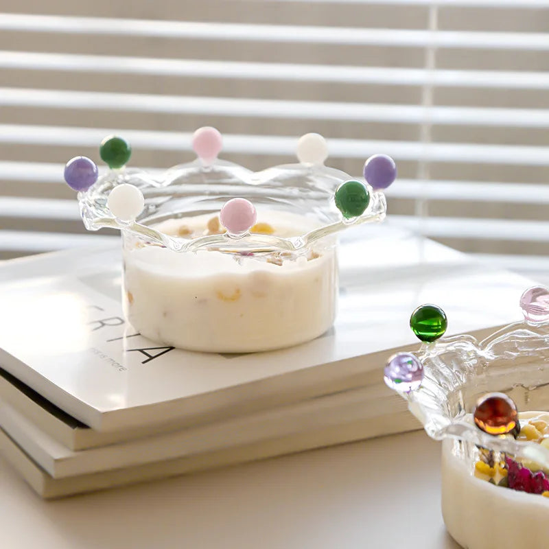 DecorBites™ Clear Glass Fruit Bowl Plate Snack Dish Cake Dessert Cup Large Capacity