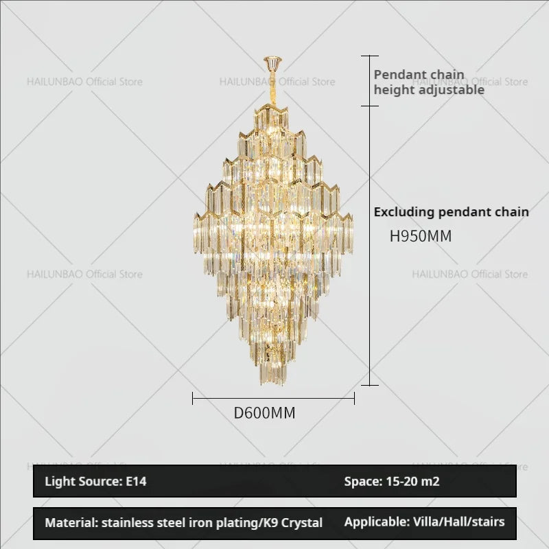 DecorBites™ Crystal Chandelier: Modern Simple Luxury for Duplex Villa & Loft