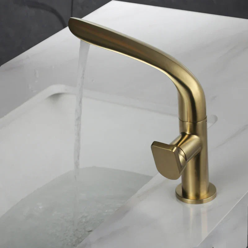 DecorBites™ Brushed Gold Basin Faucet - Brass Single Handle Bathroom Mixer Tap