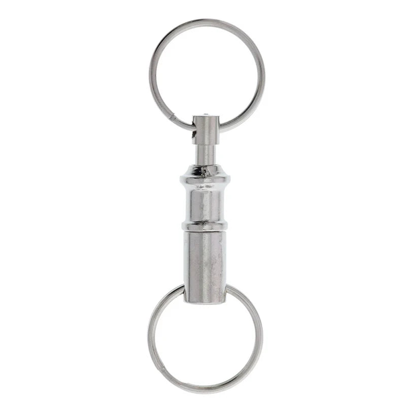 Detachable Key Ring with Snap Lock | Steel Chrome Keychain Holder
