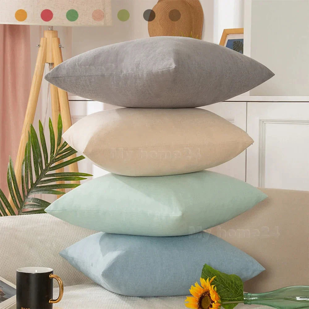 DecorBites™ Cotton Linen Pillow Cover Set for Home Decor - Plain Cushion Covers