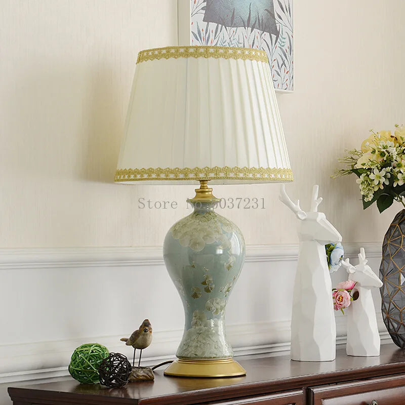 DecorBites™ Country Ceramic Table Lamp for Eye Protection, Bedroom Decor & Study