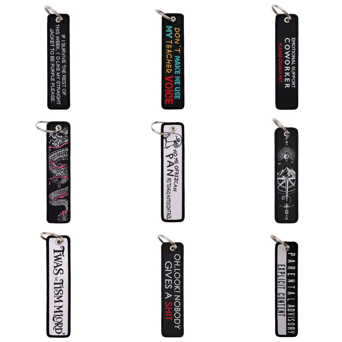 Spanish Quotes Embroidery Key Tag | Motorcycle Keychain for Men