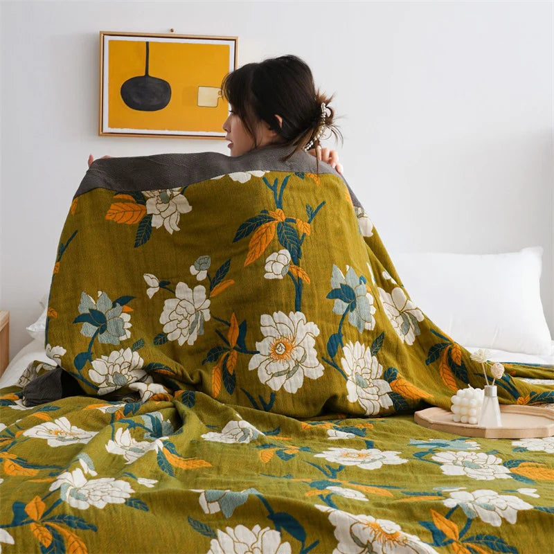 DecorBites™ Cotton Gauze Plaid Blanket - Super Soft Bed Throw Blanket
