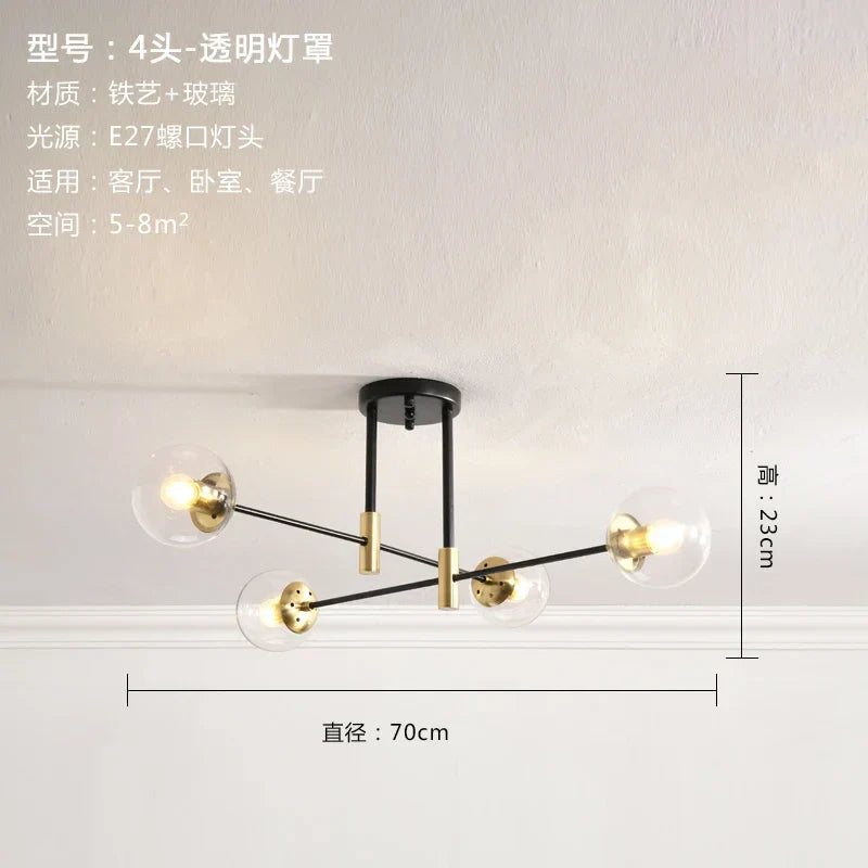 DecorBites™ Glass Ball LED Chandelier for Modern Living Room and Kitchen Lighting