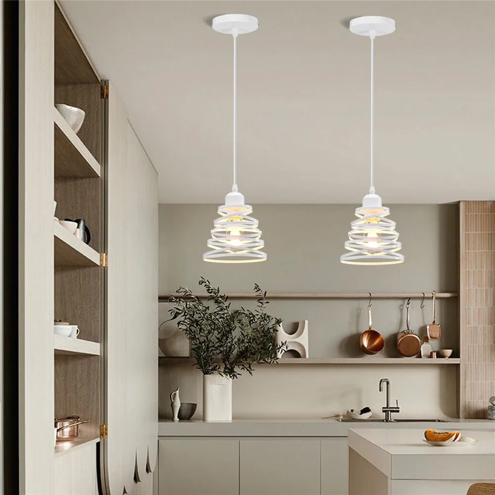 DecorBites™ Iron Cage Ring Chandelier Pendant Light for Kitchen Living Room