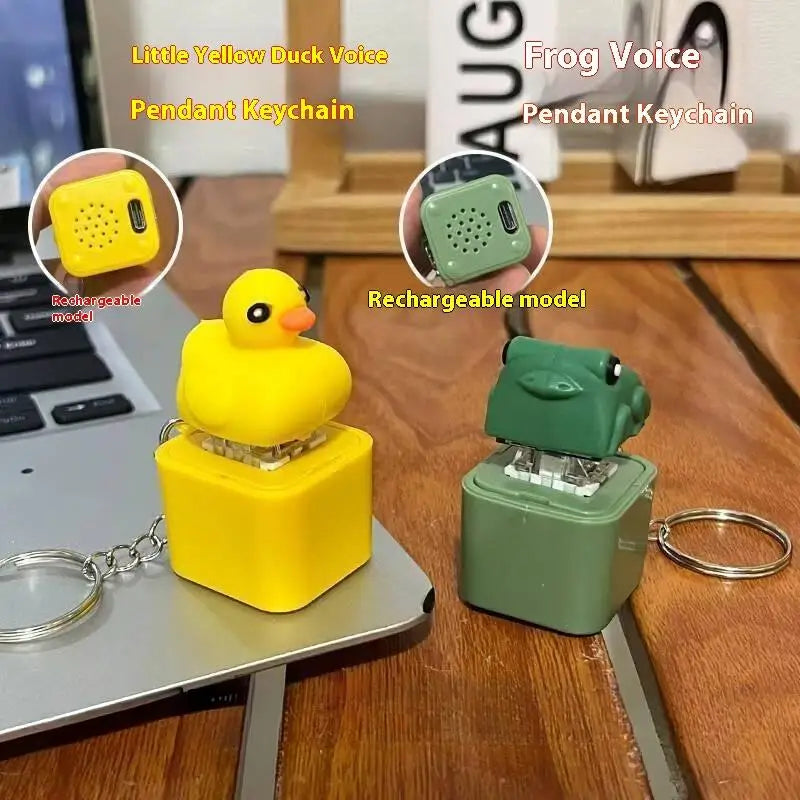 Funny Croaking Frog Duck Keychain | USB-C Rechargeable Fidget Clicker with LED Light