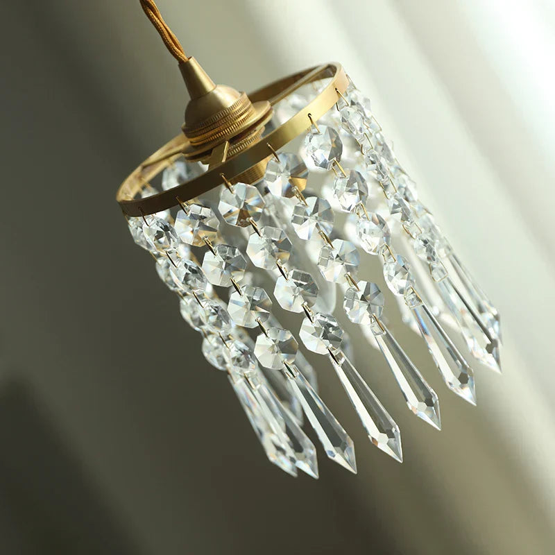 DecorBites™ Crystal Brass LED Pendant Light: Modern Nordic Style, Adjustable Wire, E14 Fixture