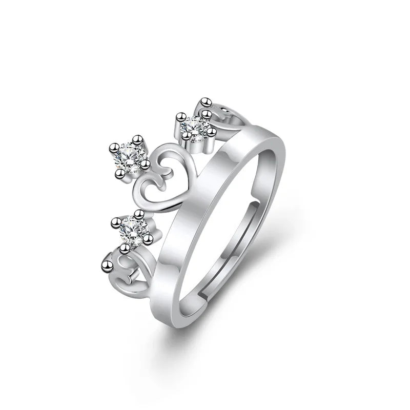 925 Sterling Silver Zircon Adjustable Ring | Women's Cocktail Jewelry