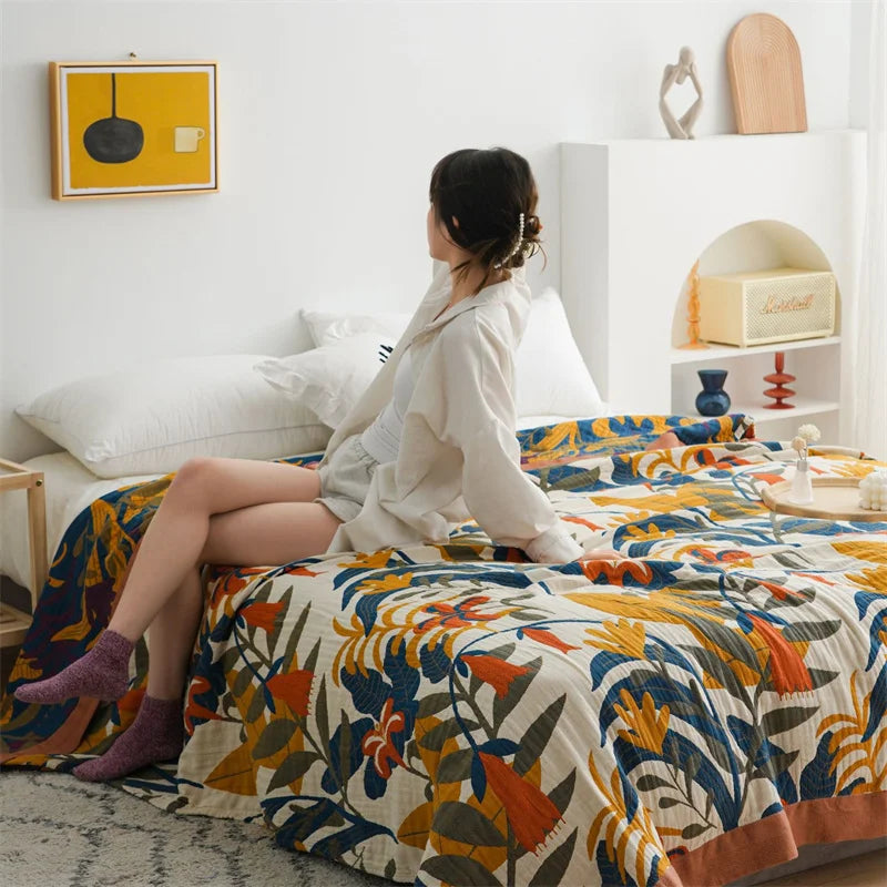 DecorBites™ Cozy Gauze Cotton Throw Blanket