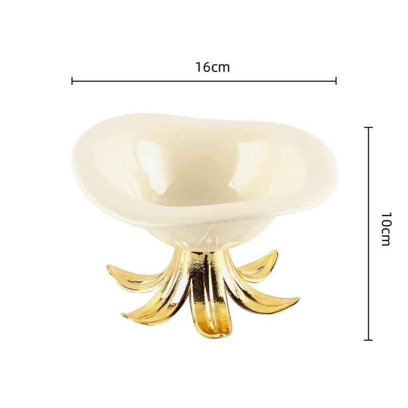 DecorBites™ Golden Branches Ceramic Fruit Plate Tray Bowl Home Decoration Accessories