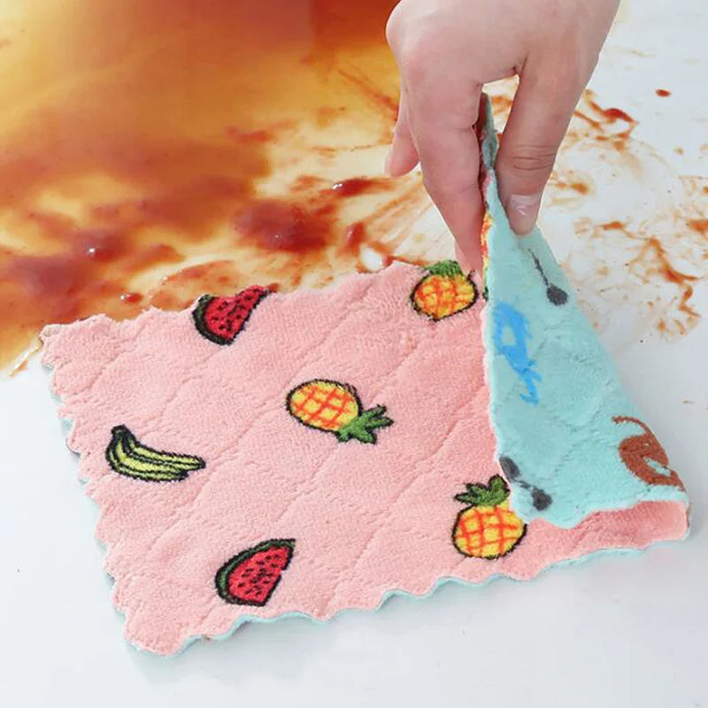 Reusable Kitchen Dishcloths | Super Absorbent Coral Fleece Cleaning Cloths