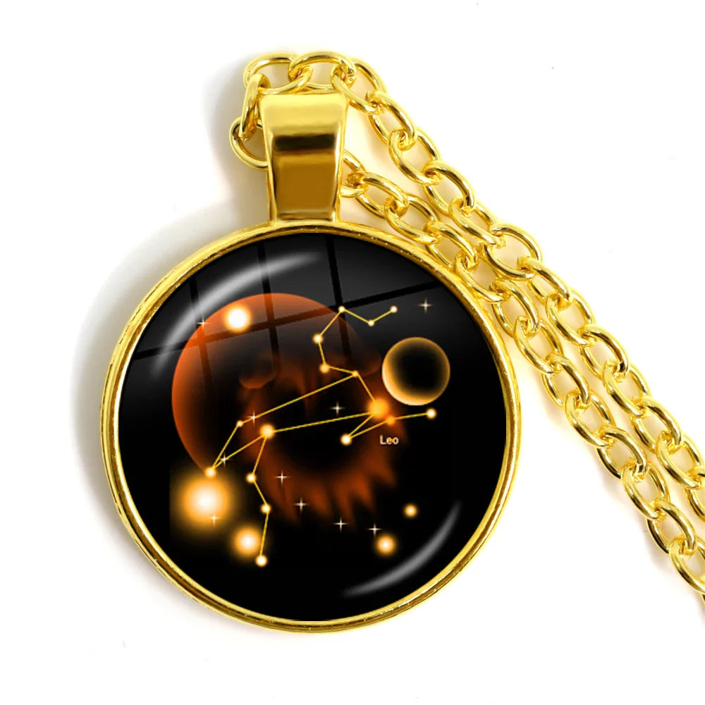 Zodiac Necklace Silver Plated | 12 Constellation Pendant Jewelry