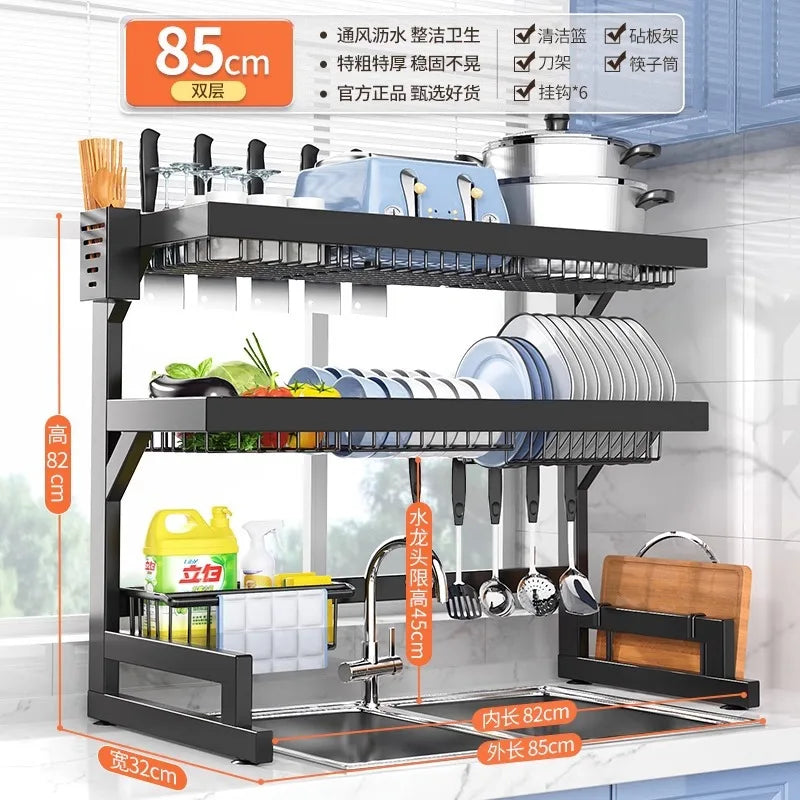 DecorBites™ 2-Layer Over Sink Dish Drying Rack & Utensil Holder Organizer