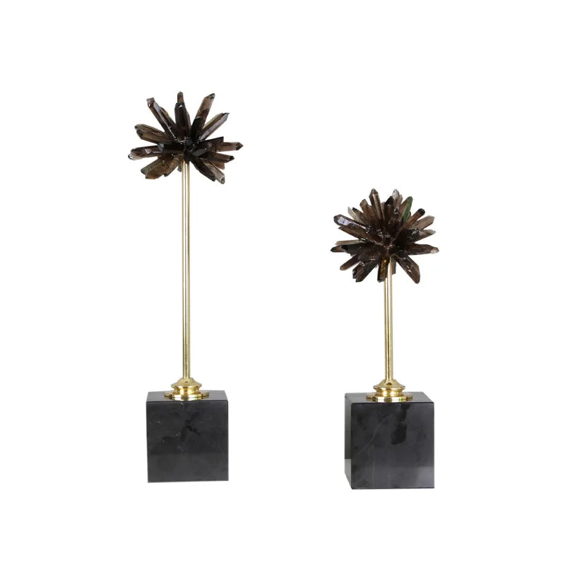 DecorBites™ Crystal Handicraft Artificial Flower Metal Figurine Home Decor Accessory
