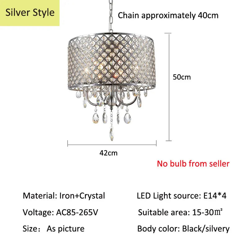 DecorBites™ Elegant Crystal Chandelier Ceiling Light for Dining Room & Bedroom