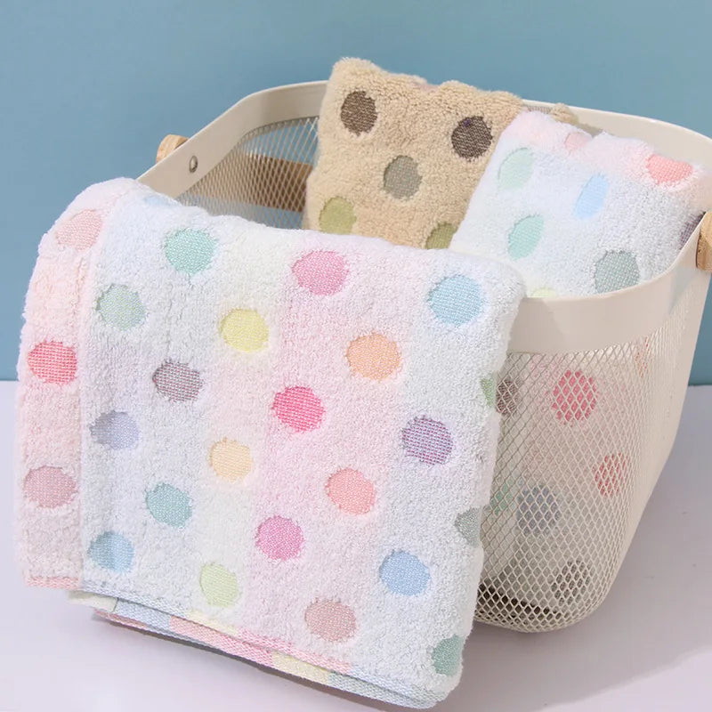 DecorBites™ Dot Face Towel Set - 100% Cotton, 35*75, Cute and High Quality