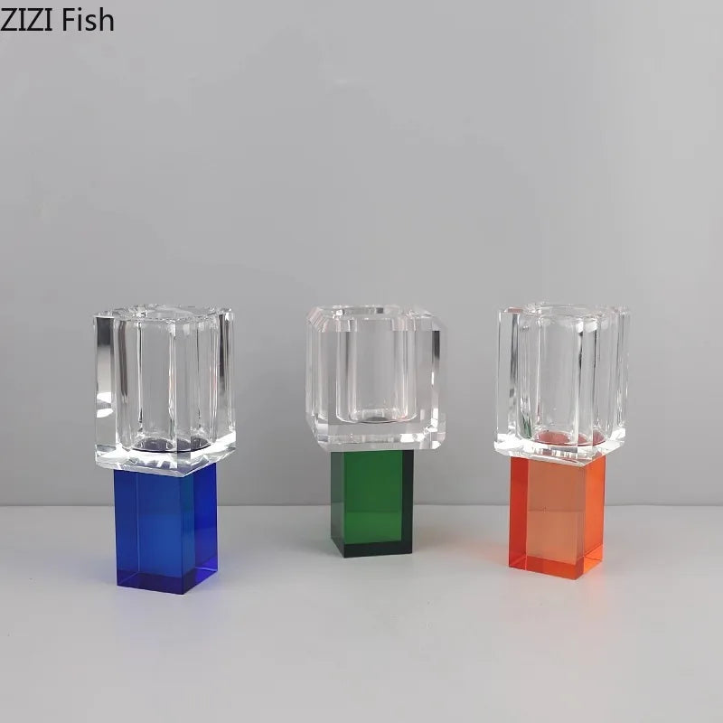 DecorBites™ Crystal Glass Vase with Artificial Flowers, Modern Home Decor