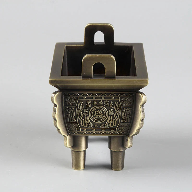 Mini Bronze Incense Burner | Chinese Retro Dragon Carving Decoration