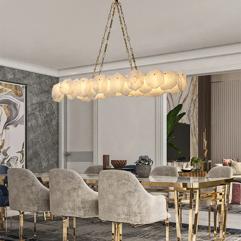 DecorBites™ Ivory White Marble Copper LED Ceiling Light Luxury Modern Fixture
