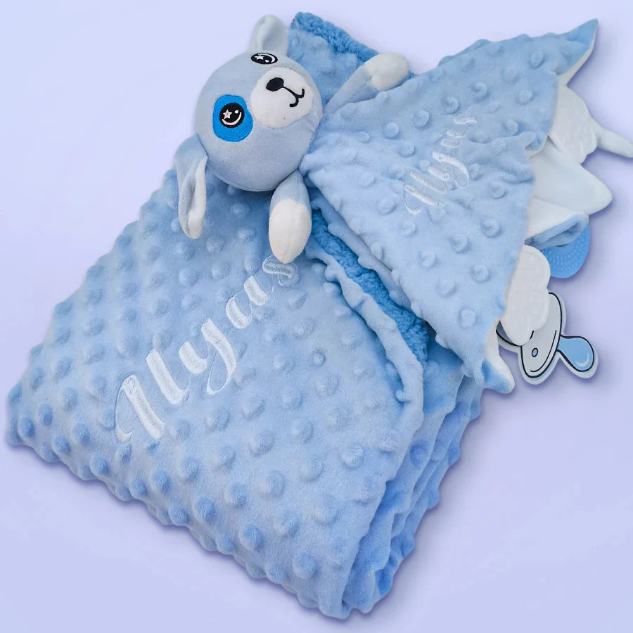 Personalized Newborn Baby Blanket with Name & Custom Stroller Gift Set