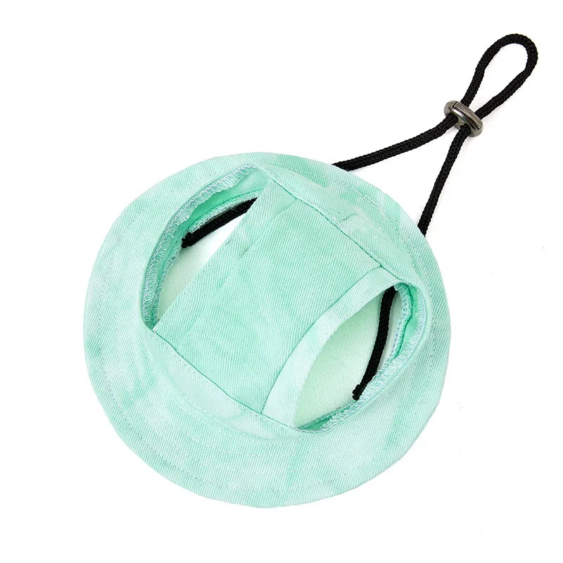 Dog Sun Hat with Ear Holes | Breathable Cotton Bucket Hat for Small Pets