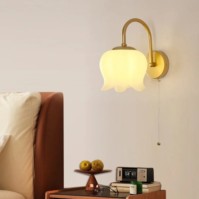 DecorBites™ Iron LED Wall Sconce Pull Chain Switch Stair Light Fixture for Study Hallway