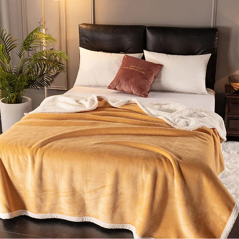 DecorBites™ Double-Layer Velvet Sofa Blanket: Luxuriously Warm & Skin-Friendly