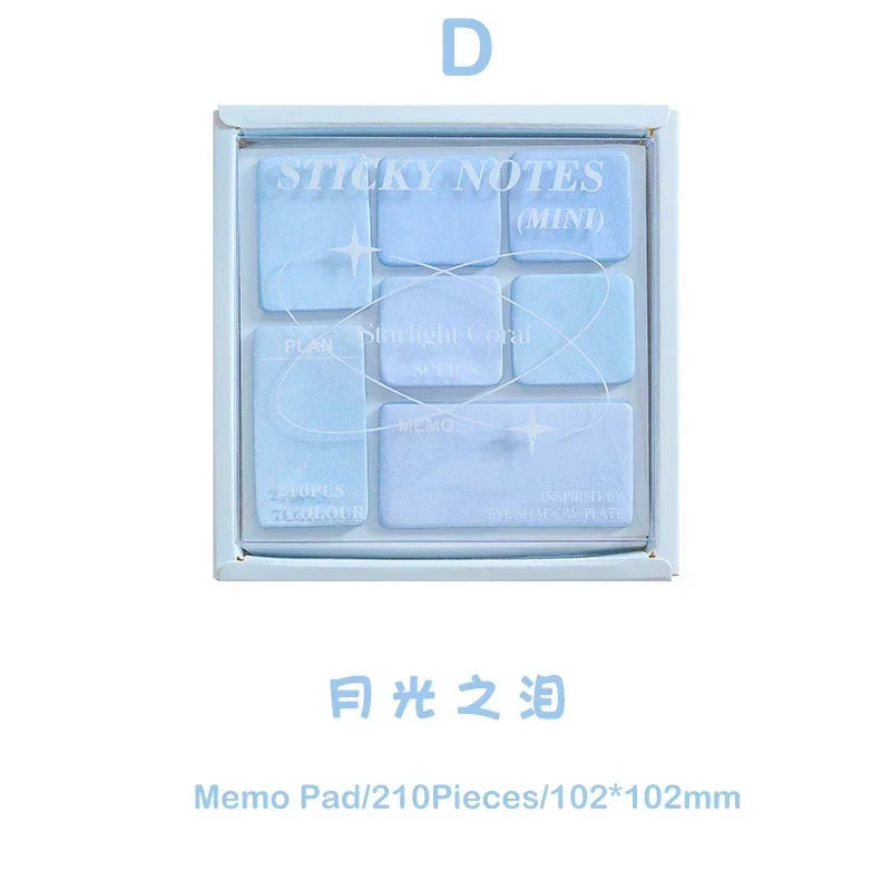 Colorful Aesthetic Sticky Notes | 210pcs Memo Pad Set for Scrapbooking