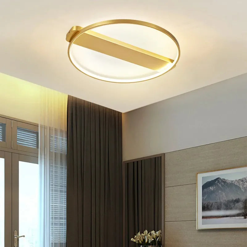 DecorBites™ Luxe Copper Ceiling Light: Circular Minimalist Bedroom Lamp for Elegant Style