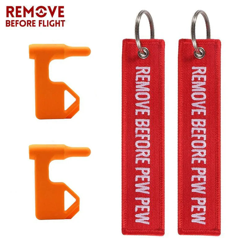 2 Pack Chamber Safety Flag for Rifle Handgun Shotgun | Bright Red Keychain Tags